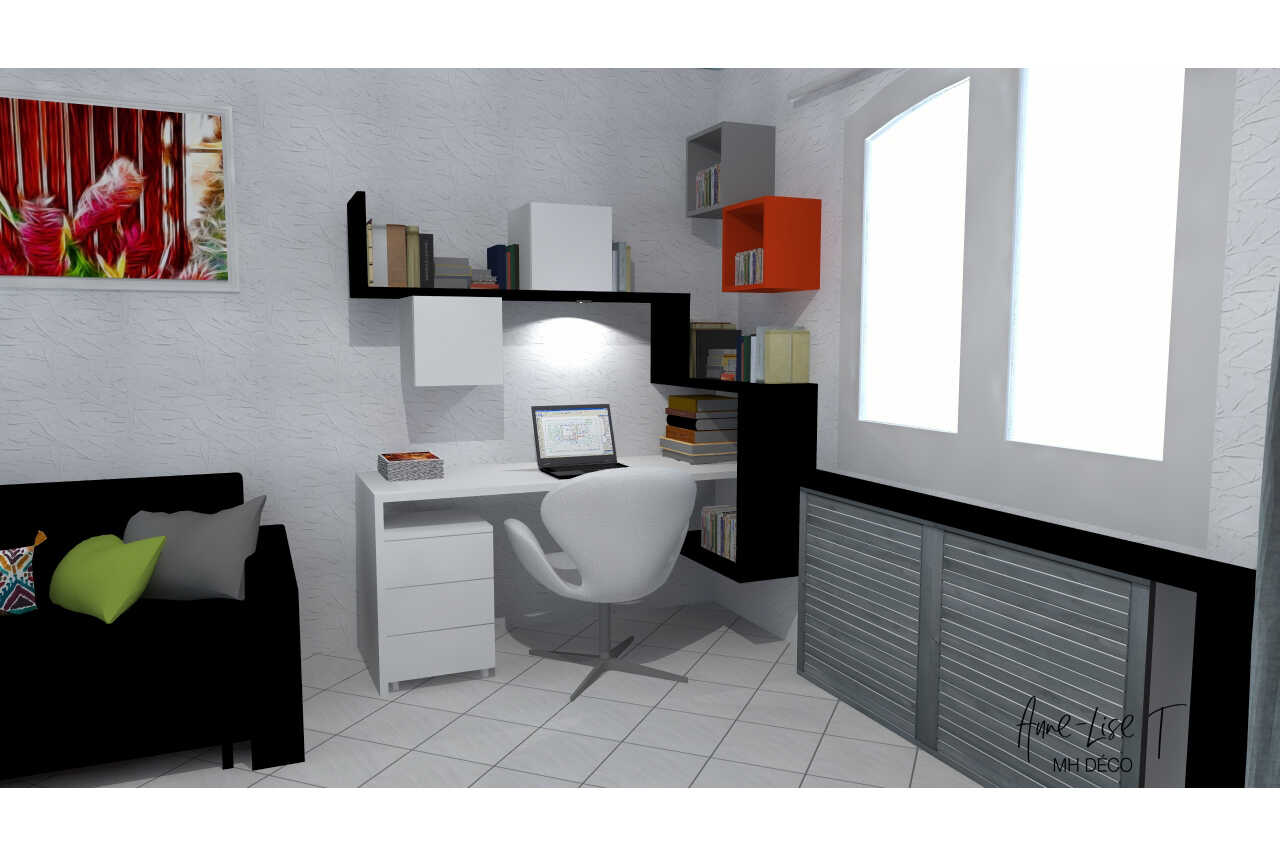 Anne Lise T Architecte Dinterieur Mios Relooking Dun Escalier Dun Sejour Creation Dun Coin Bureau Et Renovation Dune Salle De Bains – Arsac 4