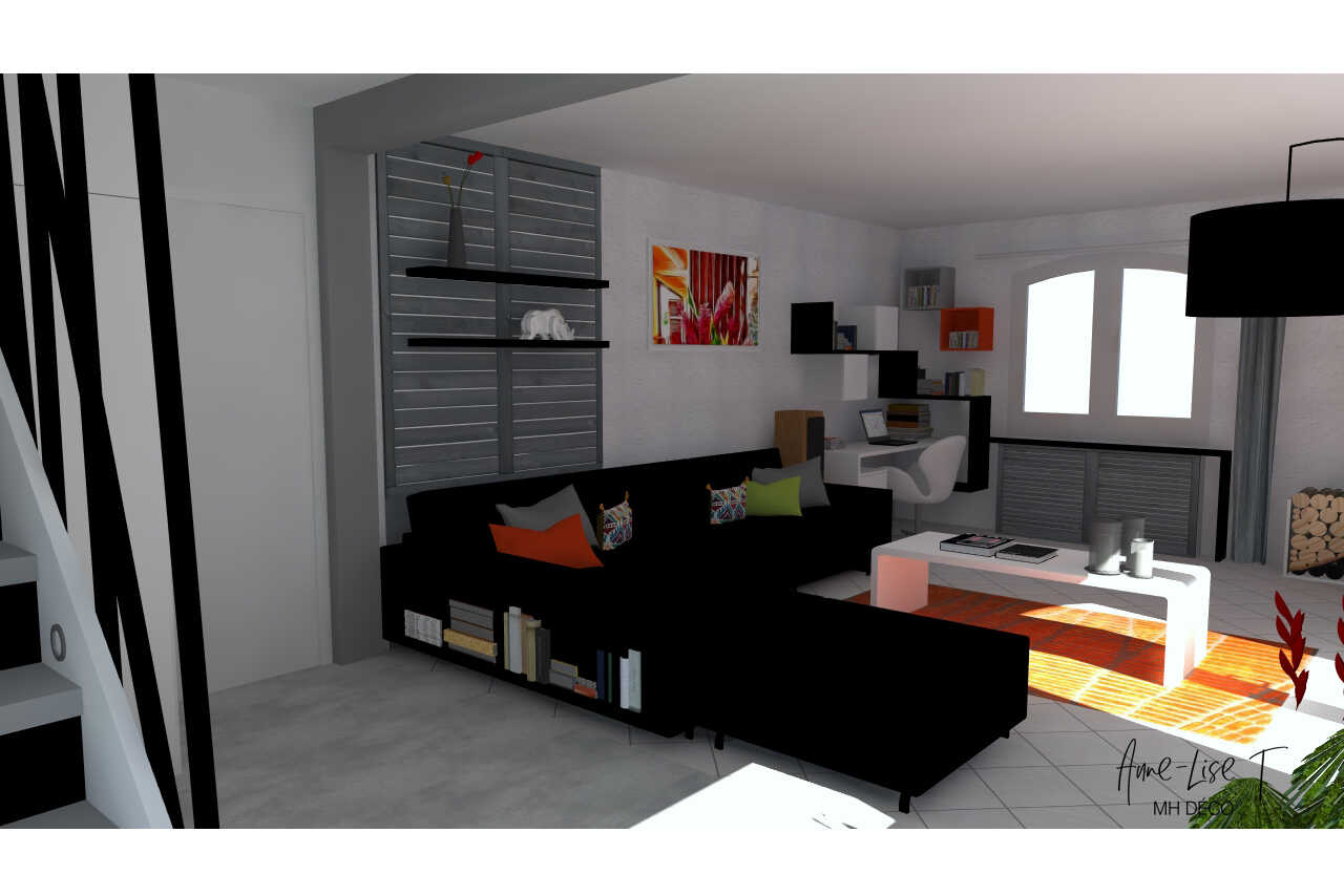 Anne Lise T Architecte Dinterieur Mios Relooking Dun Escalier Dun Sejour Creation Dun Coin Bureau Et Renovation Dune Salle De Bains – Arsac 8