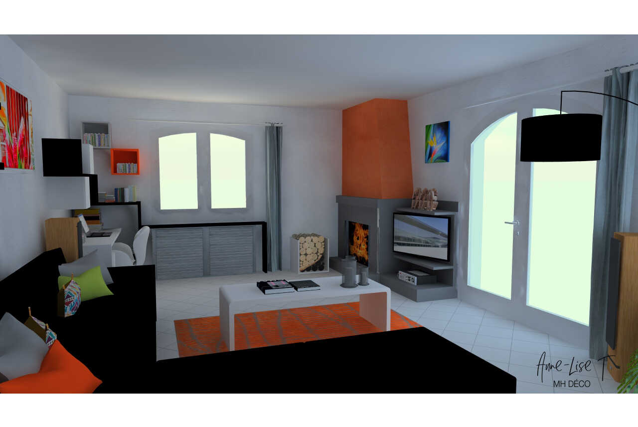 Anne Lise T Architecte Dinterieur Mios Relooking Dun Escalier Dun Sejour Creation Dun Coin Bureau Et Renovation Dune Salle De Bains – Arsac 9